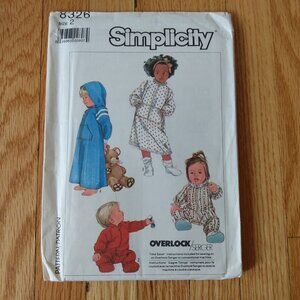 Vintage 80s Toddler Sewing Pattern Housecoat Robe and Footie Pajamas Size 2